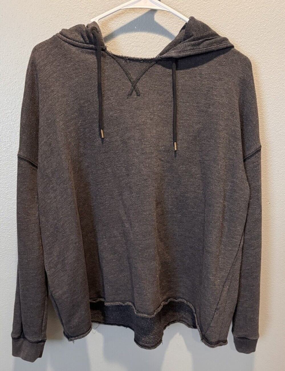 American Eagle Crop Oversized Women's Basic Hoodie Pullover Size M Gray